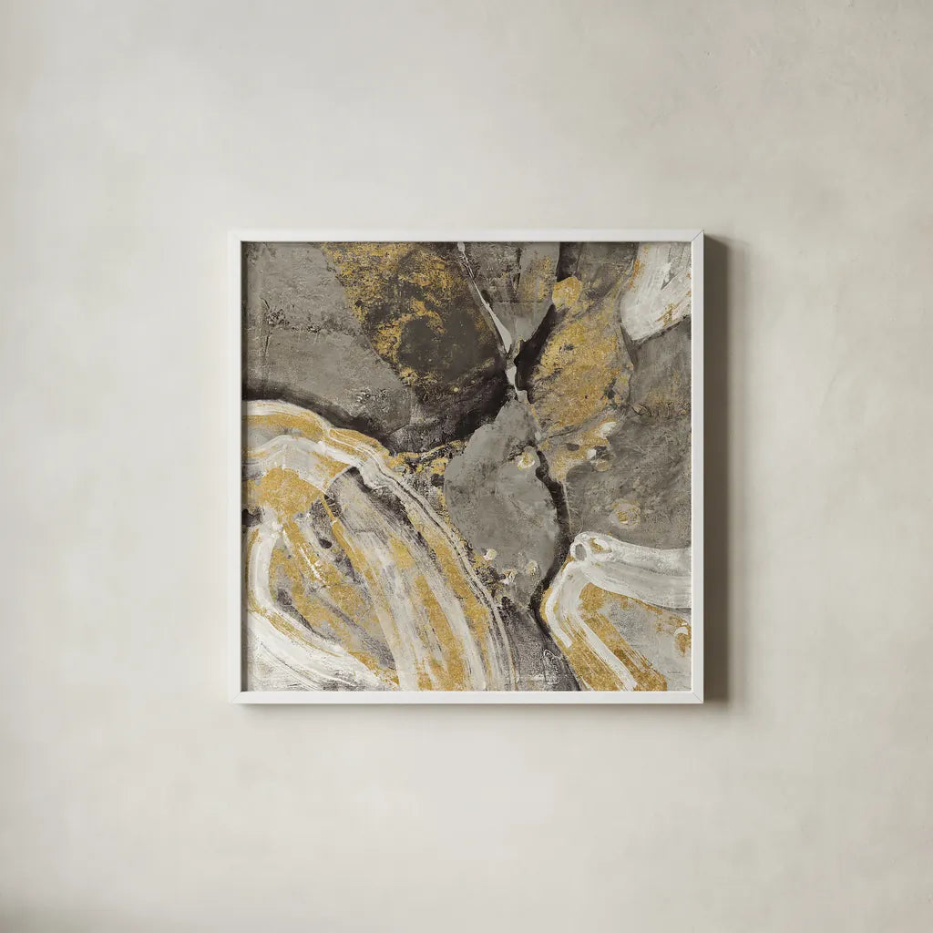 Phoenix Neutral by Albena Hristova. Shown in a crisp white glass frame for a clean and minimalist style. Available as an archival giclee rolled canvas, fine art paper, or poster print. SKU 18643a.