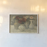 Poppies in White by Albena Hristova. shown as a paper print in a white frame. Available as a archival giclee rolled canvas, fine art paper, or poster print. SKU 4217i.