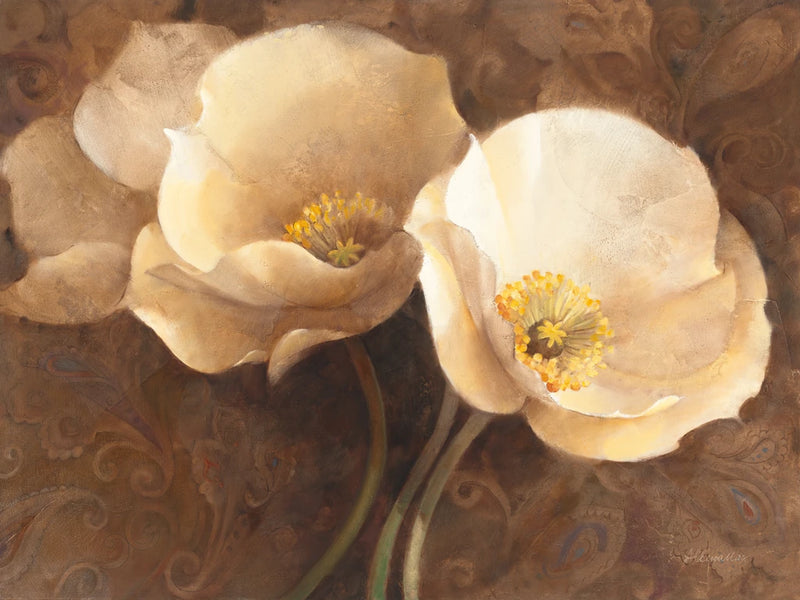 Poppies on Paisley Brown by Albena Hristova
