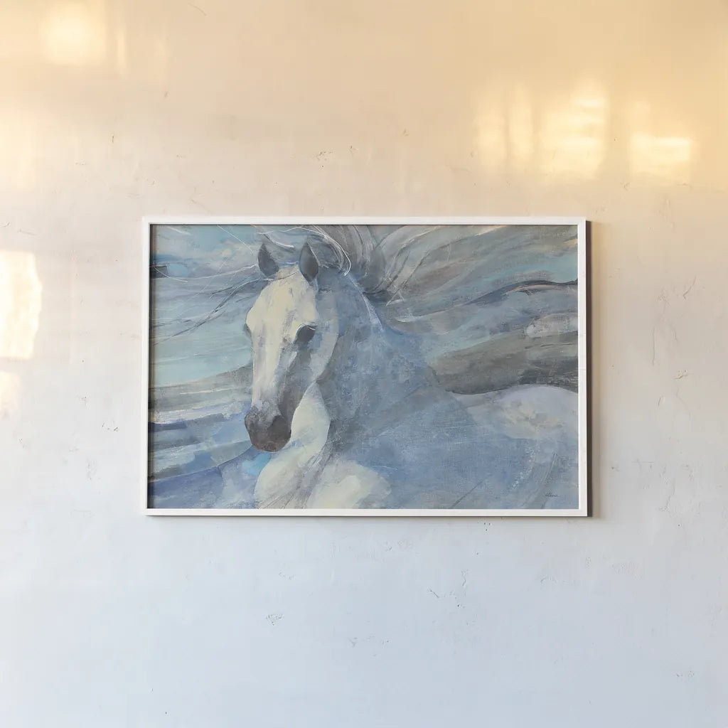 Poseidon Indigo Crop by Albena Hristova. shown as a paper print in a white frame. Available as a archival giclee rolled canvas, fine art paper, or poster print. SKU 23850i.