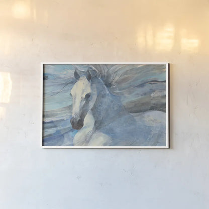 Poseidon Indigo Crop by Albena Hristova. shown as a paper print in a white frame. Available as a archival giclee rolled canvas, fine art paper, or poster print. SKU 23850i.