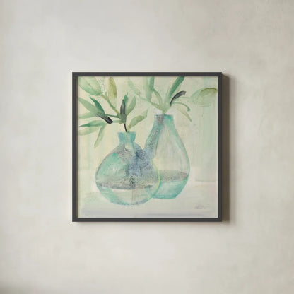 Pretty Jars by Albena Hristova. Shown in a sleek black glass frame for a contemporary gallery look. Available as an archival giclee rolled canvas, fine art paper, or poster print. SKU 53321a.