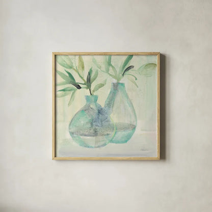 Pretty Jars by Albena Hristova. Shown in a natural wood glass frame for a timeless modern aesthetic. Available as an archival giclee rolled canvas, fine art paper, or poster print. SKU 53321a.