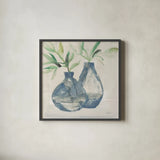 Pretty Jars Warm by Albena Hristova. Shown in a sleek black glass frame for a contemporary gallery look. Available as an archival giclee rolled canvas, fine art paper, or poster print. SKU 60299a.
