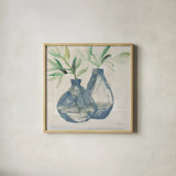 Pretty Jars Warm by Albena Hristova. Shown in a natural wood glass frame for a timeless modern aesthetic. Available as an archival giclee rolled canvas, fine art paper, or poster print. SKU 60299a.