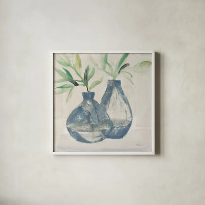 Pretty Jars Warm by Albena Hristova. Shown in a crisp white glass frame for a clean and minimalist style. Available as an archival giclee rolled canvas, fine art paper, or poster print. SKU 60299a.