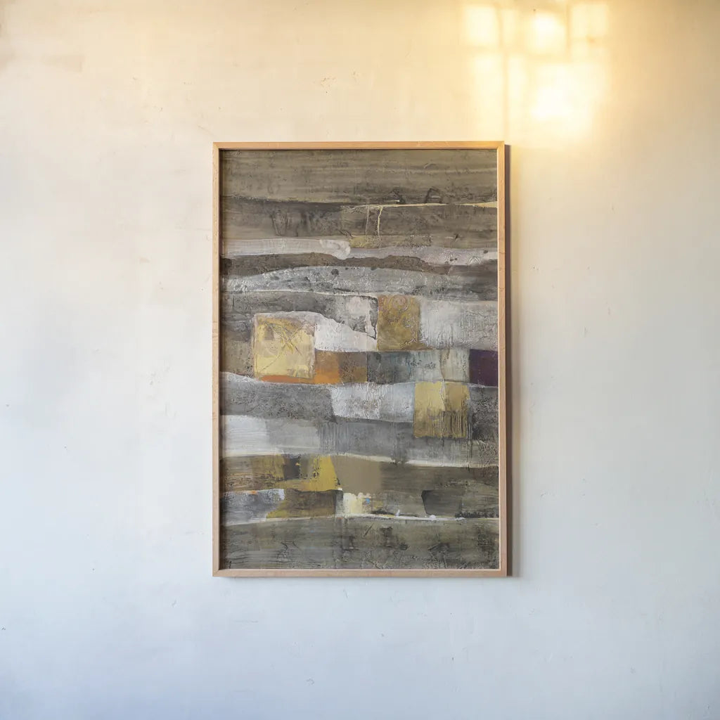 Pueblo I by Albena Hristova. shown as a paper print in a natural frame. Available as a archival giclee rolled canvas, fine art paper, or poster print. SKU 63824h.