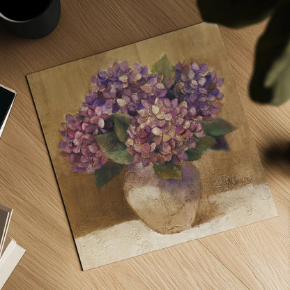 Purple Bouquet I by Albena Hristova. Shown as a detailed flat fine art print, highlighting archival giclee quality. Available as an archival giclee rolled canvas, fine art paper, or poster print. SKU 4896a.