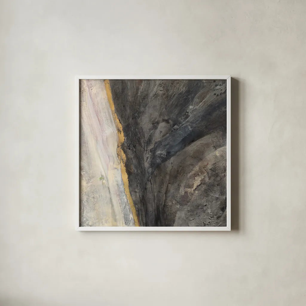 Ravine by Albena Hristova. Shown in a crisp white glass frame for a clean and minimalist style. Available as an archival giclee rolled canvas, fine art paper, or poster print. SKU 63825a.