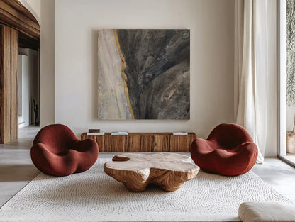 Ravine by Albena Hristova. Shown as extra-large giant wall art in a modern living room. Available as an archival giclee rolled canvas, fine art paper, or poster print. SKU 63825a.