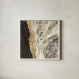 Ravine Dark by Albena Hristova. Shown in a crisp white glass frame for a clean and minimalist style. Available as an archival giclee rolled canvas, fine art paper, or poster print. SKU 67602a.