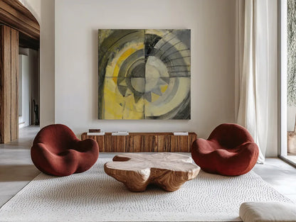Reflected II by Albena Hristova. Shown as extra-large giant wall art in a modern living room. Available as an archival giclee rolled canvas, fine art paper, or poster print. SKU 71833a.