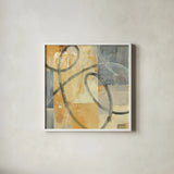 Ribbon Dance I Autumn by Albena Hristova. Shown in a crisp white glass frame for a clean and minimalist style. Available as an archival giclee rolled canvas, fine art paper, or poster print. SKU 78333a.