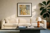 Ribbon Dance I Autumn by Albena Hristova. Displayed in a glass frame with matte in a clean modern living room. Available as an archival giclee rolled canvas, fine art paper, or poster print. SKU 78333a.