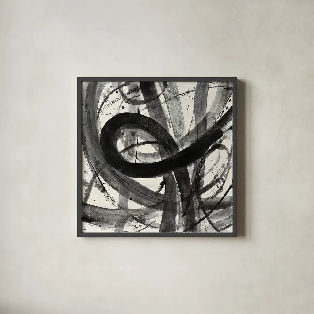 Roller Coaster I on White by Albena Hristova. Shown in a sleek black glass frame for a contemporary gallery look. Available as an archival giclee rolled canvas, fine art paper, or poster print. SKU 21906a.