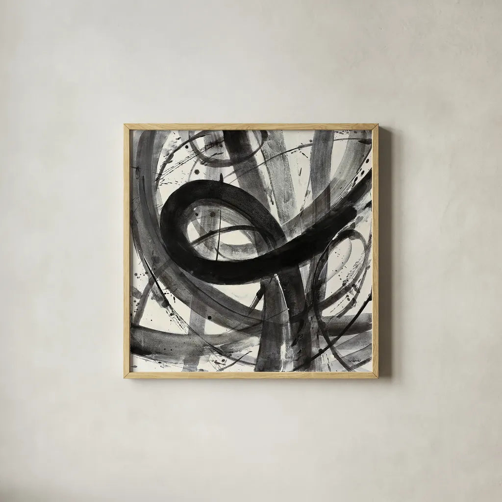 Roller Coaster I on White by Albena Hristova. Shown in a natural wood glass frame for a timeless modern aesthetic. Available as an archival giclee rolled canvas, fine art paper, or poster print. SKU 21906a.