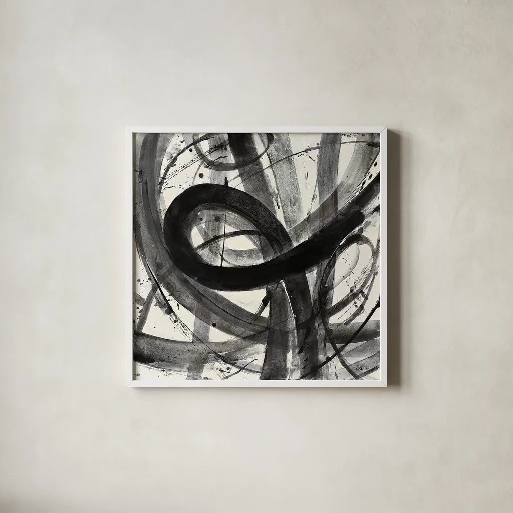 Roller Coaster I on White by Albena Hristova. Shown in a crisp white glass frame for a clean and minimalist style. Available as an archival giclee rolled canvas, fine art paper, or poster print. SKU 21906a.