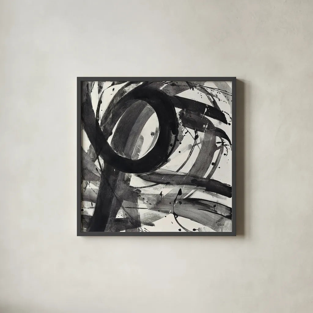 Roller Coaster II on White by Albena Hristova. Shown in a sleek black glass frame for a contemporary gallery look. Available as an archival giclee rolled canvas, fine art paper, or poster print. SKU 21907a.