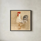 Rooster IV by Albena Hristova. Shown in a sleek black glass frame for a contemporary gallery look. Available as an archival giclee rolled canvas, fine art paper, or poster print. SKU 54430a.