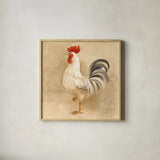 Rooster IV by Albena Hristova. Shown in a natural wood glass frame for a timeless modern aesthetic. Available as an archival giclee rolled canvas, fine art paper, or poster print. SKU 54430a.