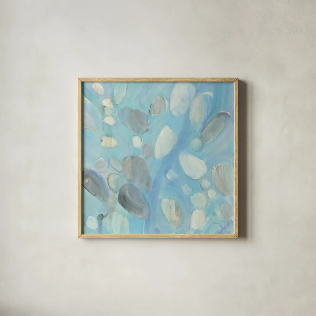 Running Water by Albena Hristova. Shown in a natural wood glass frame for a timeless modern aesthetic. Available as an archival giclee rolled canvas, fine art paper, or poster print. SKU 46912a.