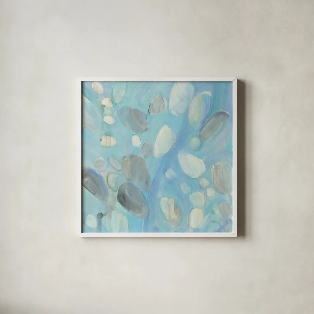 Running Water by Albena Hristova. Shown in a crisp white glass frame for a clean and minimalist style. Available as an archival giclee rolled canvas, fine art paper, or poster print. SKU 46912a.