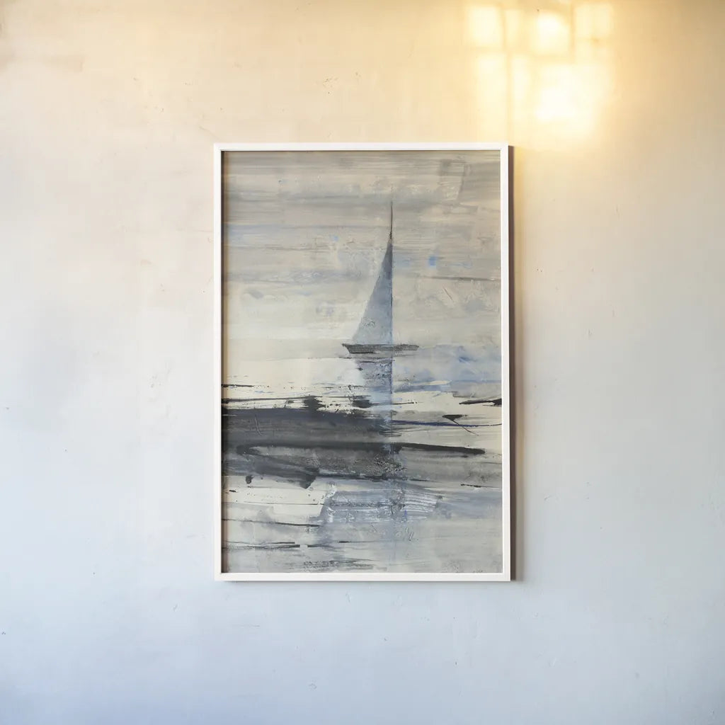 Sailing by Albena Hristova. shown as a paper print in a white frame. Available as a archival giclee rolled canvas, fine art paper, or poster print. SKU 35191h.