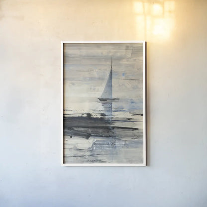 Sailing by Albena Hristova. shown as a paper print in a white frame. Available as a archival giclee rolled canvas, fine art paper, or poster print. SKU 35191h.