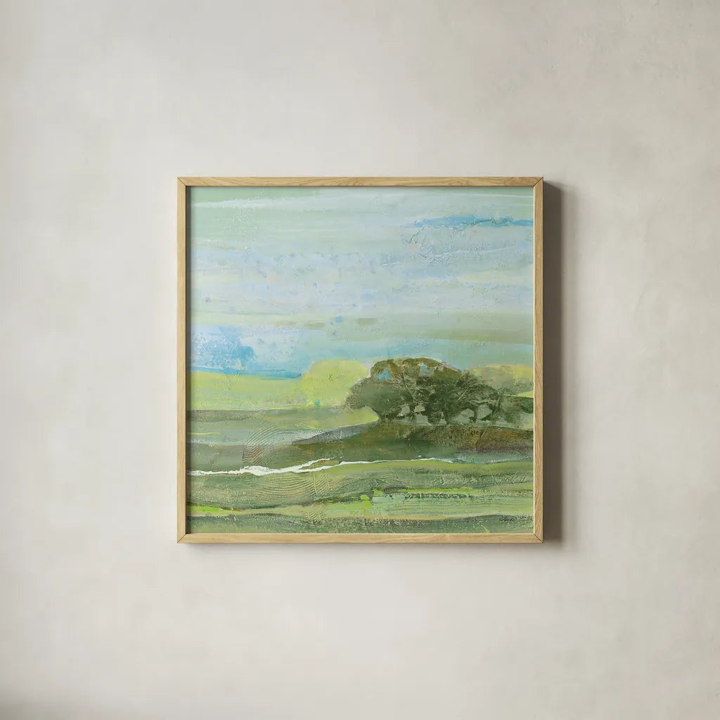 Savannah by Albena Hristova. Shown in a natural wood glass frame for a timeless modern aesthetic. Available as an archival giclee rolled canvas, fine art paper, or poster print. SKU 20042a.