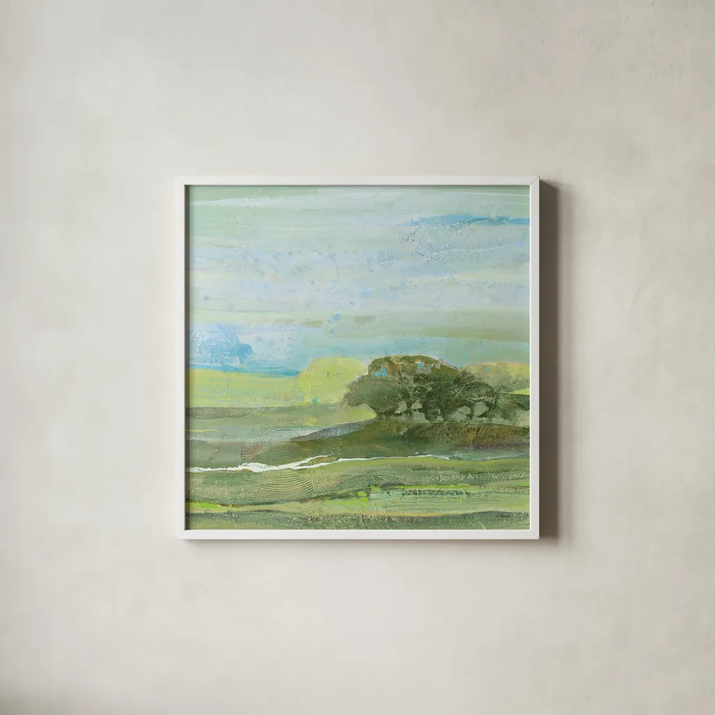 Savannah by Albena Hristova. Shown in a crisp white glass frame for a clean and minimalist style. Available as an archival giclee rolled canvas, fine art paper, or poster print. SKU 20042a.