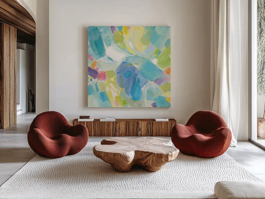 Sea Glass by Albena Hristova. Shown as extra-large giant wall art in a modern living room. Available as an archival giclee rolled canvas, fine art paper, or poster print. SKU 66039a.