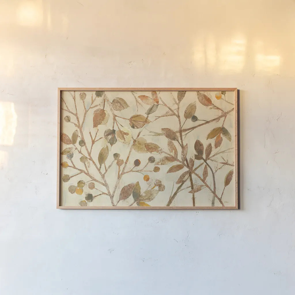 Shimmering I Neutral by Albena Hristova. shown as a paper print in a natural frame. Available as a archival giclee rolled canvas, fine art paper, or poster print. SKU 22190i.