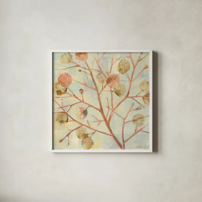 Shimmering II by Albena Hristova. Shown in a crisp white glass frame for a clean and minimalist style. Available as an archival giclee rolled canvas, fine art paper, or poster print. SKU 22188a.