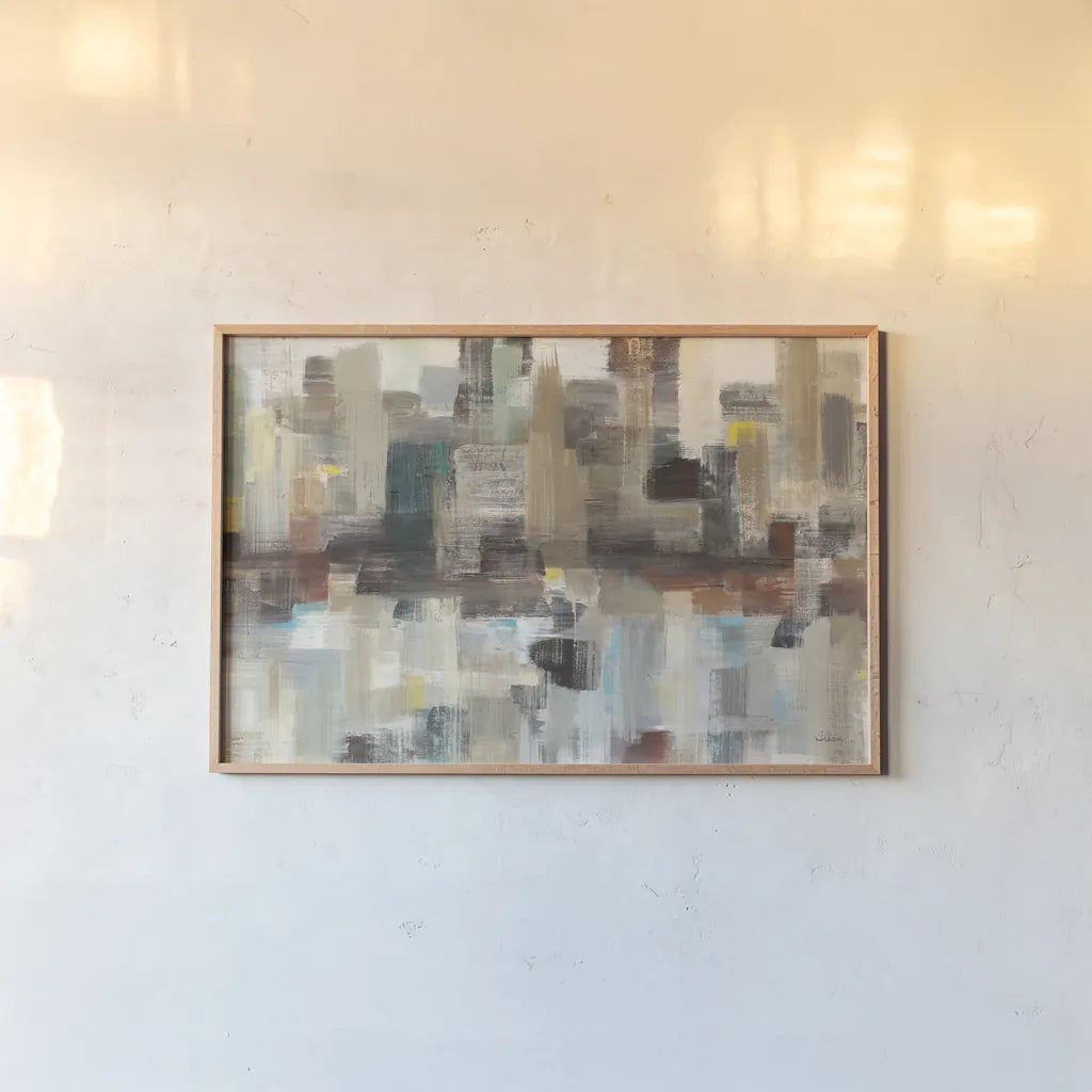 Sidewalks by Albena Hristova. shown as a paper print in a natural frame. Available as a archival giclee rolled canvas, fine art paper, or poster print. SKU 55506i.