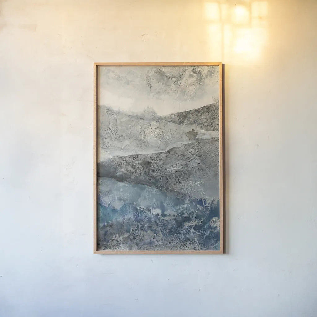 Silver Hills by Albena Hristova. shown as a paper print in a natural frame. Available as a archival giclee rolled canvas, fine art paper, or poster print. SKU 56278h.