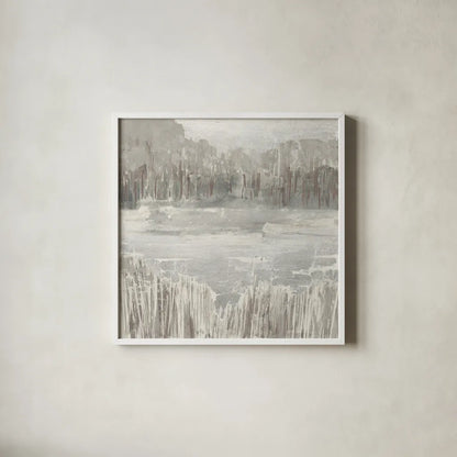 Silver Landscape Neutral by Albena Hristova. Shown in a crisp white glass frame for a clean and minimalist style. Available as an archival giclee rolled canvas, fine art paper, or poster print. SKU 60557a.