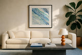 Silver Spring I by Albena Hristova. Displayed in a glass frame with matte in a clean modern living room. Available as an archival giclee rolled canvas, fine art paper, or poster print. SKU 43028a.