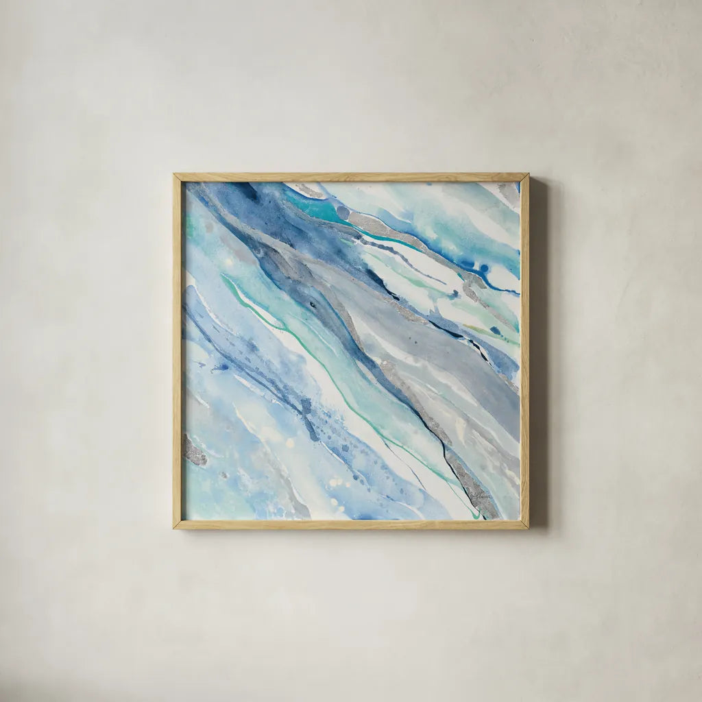 Silver Spring II by Albena Hristova. Shown in a natural wood glass frame for a timeless modern aesthetic. Available as an archival giclee rolled canvas, fine art paper, or poster print. SKU 43029a.