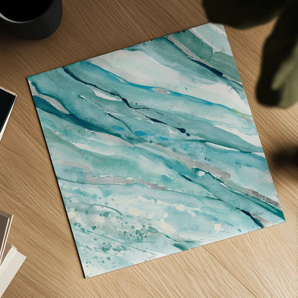 Silver Springs I Blue Green by Albena Hristova. Shown as a detailed flat fine art print, highlighting archival giclee quality. Available as an archival giclee rolled canvas, fine art paper, or poster print. SKU 44871a.