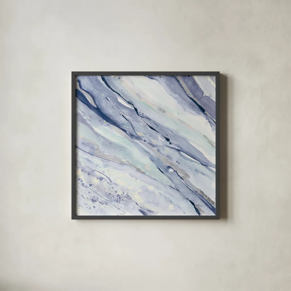 Silver Springs I Cool by Albena Hristova. Shown in a sleek black glass frame for a contemporary gallery look. Available as an archival giclee rolled canvas, fine art paper, or poster print. SKU 56959a.