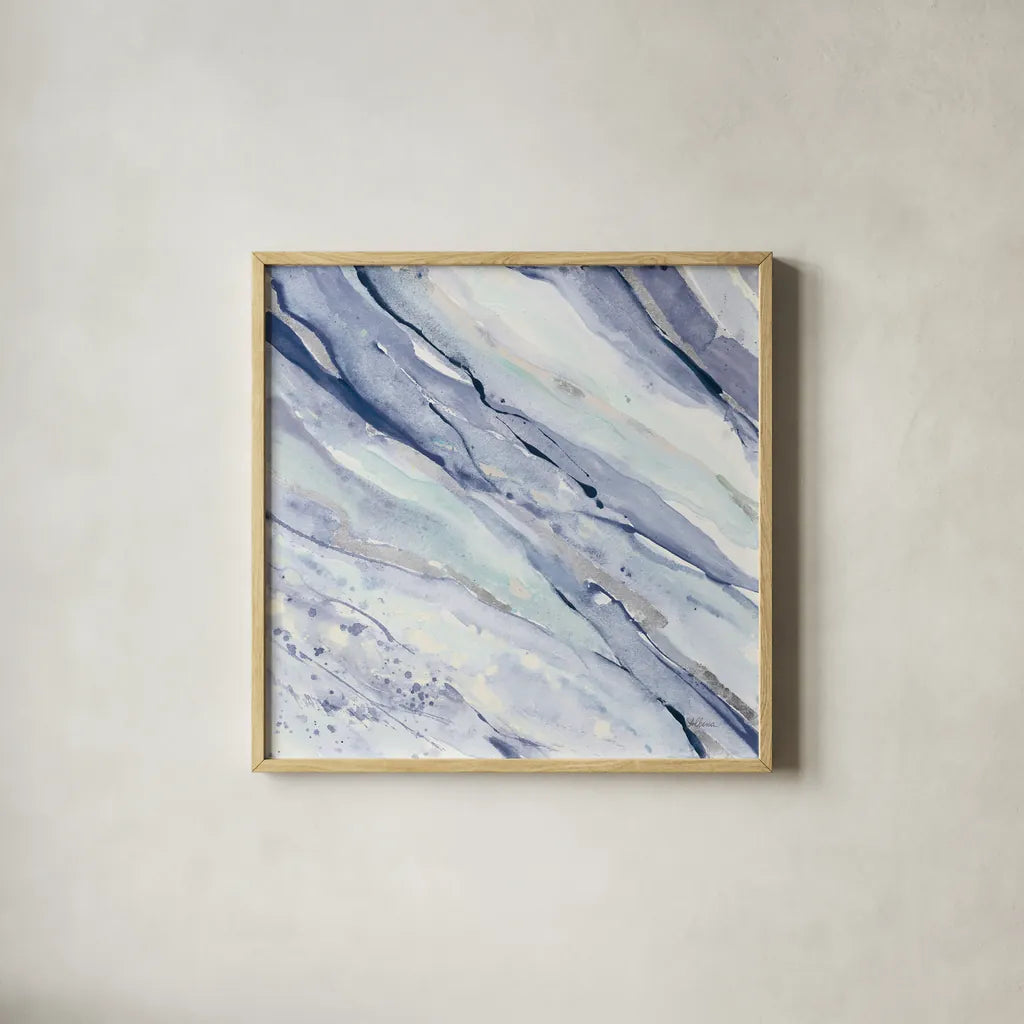 Silver Springs I Cool by Albena Hristova. Shown in a natural wood glass frame for a timeless modern aesthetic. Available as an archival giclee rolled canvas, fine art paper, or poster print. SKU 56959a.