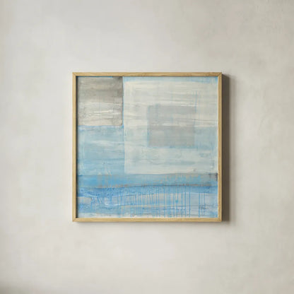 Snowday by Albena Hristova. Shown in a natural wood glass frame for a timeless modern aesthetic. Available as an archival giclee rolled canvas, fine art paper, or poster print. SKU 46428a.