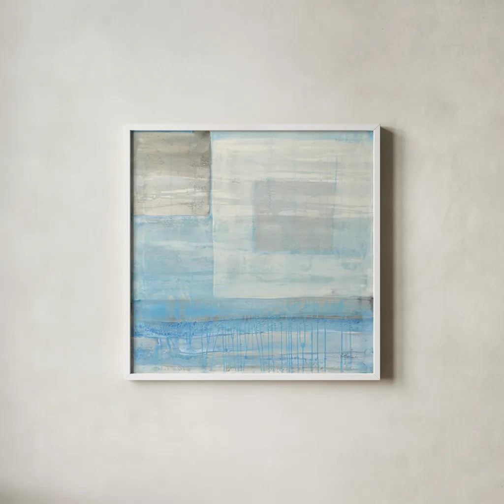 Snowday by Albena Hristova. Shown in a crisp white glass frame for a clean and minimalist style. Available as an archival giclee rolled canvas, fine art paper, or poster print. SKU 46428a.