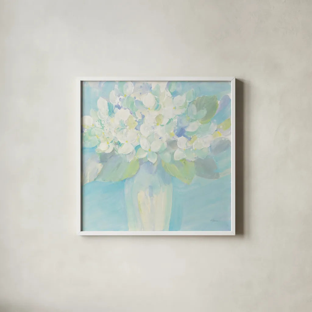 So Pretty by Albena Hristova. Shown in a crisp white glass frame for a clean and minimalist style. Available as an archival giclee rolled canvas, fine art paper, or poster print. SKU 46913a.