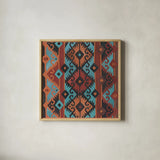 Southwest Pattern II v2 by Albena Hristova. Shown in a natural wood glass frame for a timeless modern aesthetic. Available as an archival giclee rolled canvas, fine art paper, or poster print. SKU 74920a.