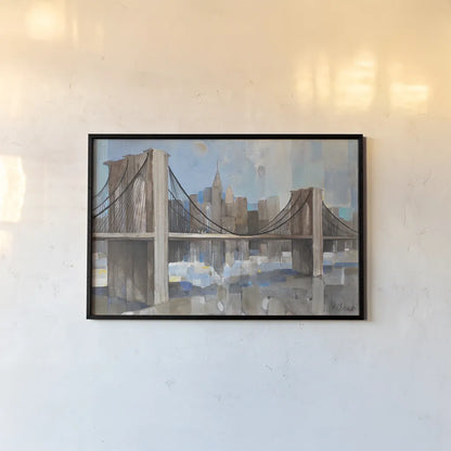 Spanning the East River by Albena Hristova. shown as a paper print in a black flame. Available as a archival giclee rolled canvas, fine art paper, or poster print. SKU 11852i.