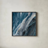 Splash Indigo by Albena Hristova. Shown in a sleek black glass frame for a contemporary gallery look. Available as an archival giclee rolled canvas, fine art paper, or poster print. SKU 26882a.