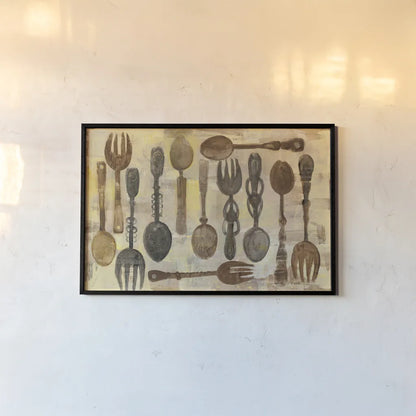 Spoons and Forks by Albena Hristova. shown as a paper print in a black flame. Available as a archival giclee rolled canvas, fine art paper, or poster print. SKU 35194i.