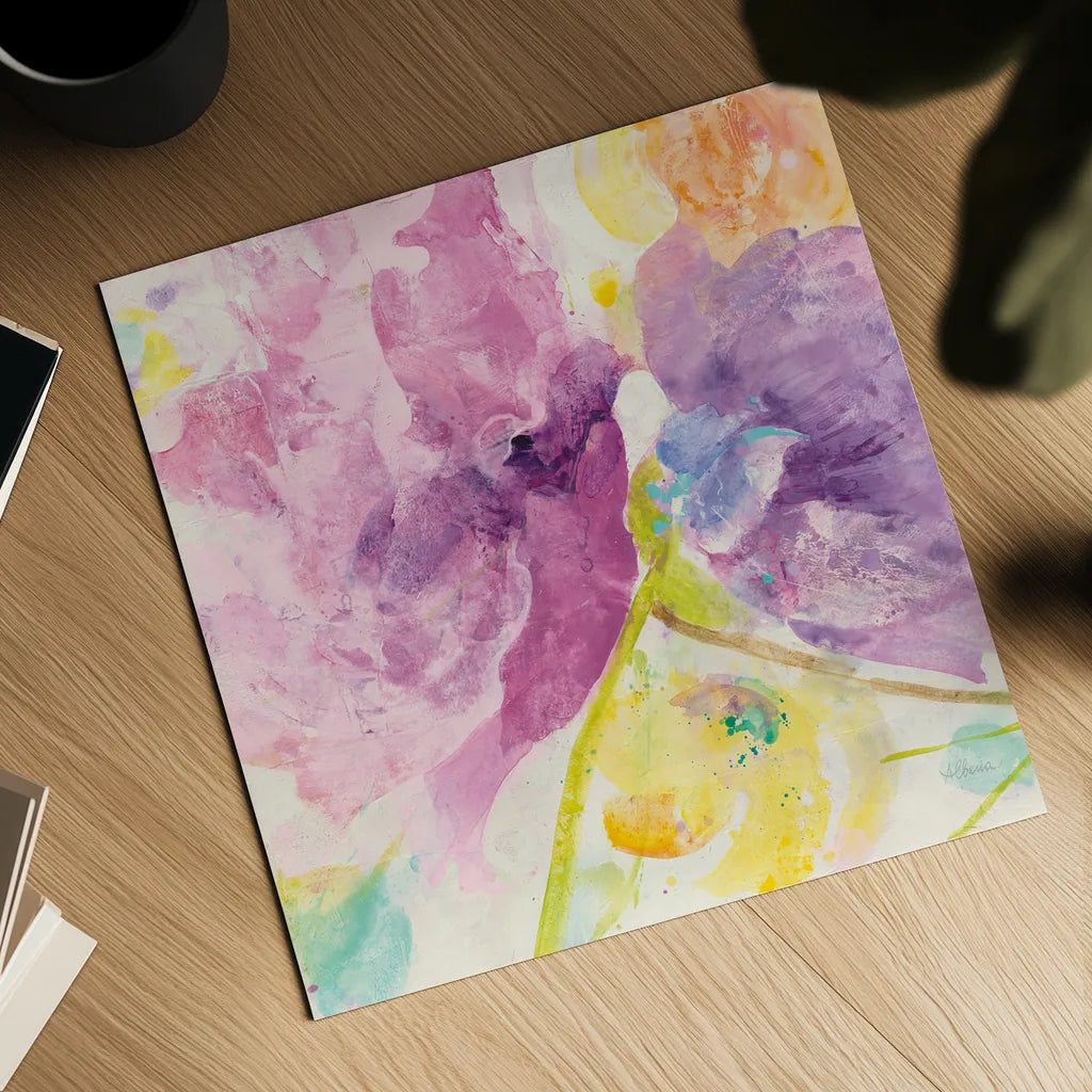 Spring Abstracts Florals I Crop by Albena Hristova. Shown as a detailed flat fine art print, highlighting archival giclee quality. Available as an archival giclee rolled canvas, fine art paper, or poster print. SKU 34354a.