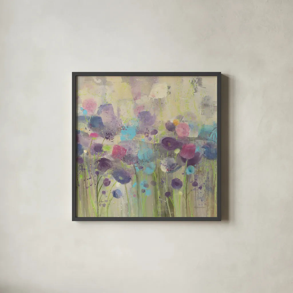 Spring Beauty Square by Albena Hristova. Shown in a sleek black glass frame for a contemporary gallery look. Available as an archival giclee rolled canvas, fine art paper, or poster print. SKU 19734a.